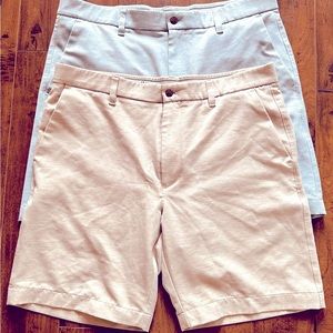 2pair Callaway men’s golf shorts 36 waist lt blue and tan.